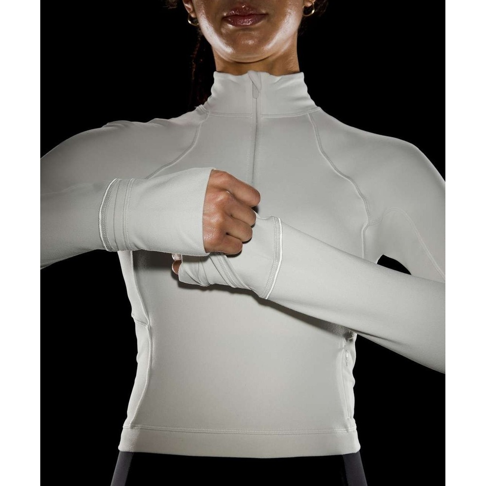 Lululemon Its Rulu Run Cropped Half Zip in Bone / Cream‎ Sz 8
